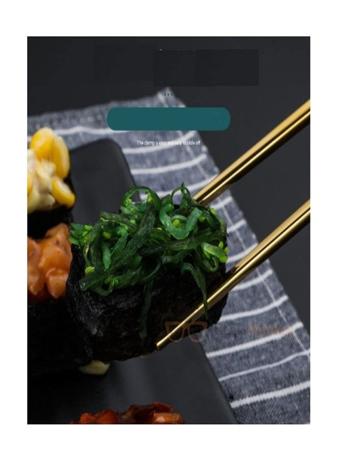 جيك مونكي طقم عيدان طعام من الفولاذ المقاوم للصدأ قابلة لإعادة الاستخدام من جيكمونكي، مطلية بالذهب، آمنة للغسل في غسالة الأطباق، عيدان طعام بطول 9 بوصات للأطعمة الآسيوية الكورية والصينية واليابانية (أزرق، زوج واحد) - Image 2